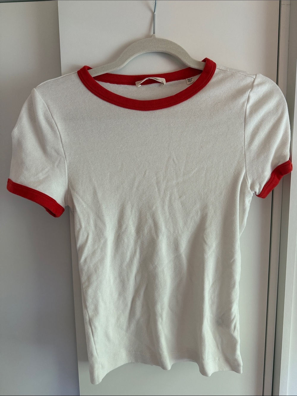 Doen White & Red Ringer Tee